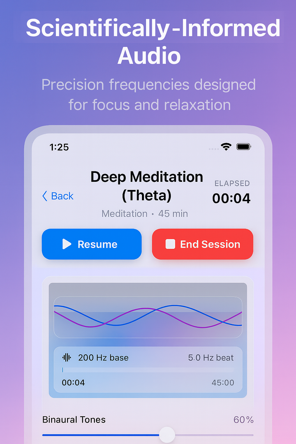 SplitBrain session screen with timer and controls